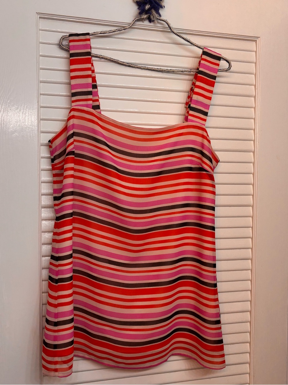 CAbi Pink & Red Striped Sleeveless  Top